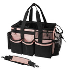 SCAVATA Wearable Cleaning Caddy, Cleaning Caddy Supplies Organizer with Handle & Shoulder Straps for Housekeepers, Under Sink & Car Cleaning Tool Organizers Bag with 4 Foldable Divider (Pink) - color: Pink