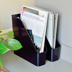 Youngever 3 Pack File Folder Bin Storage, Plastic File Folder Bin Organizer with Handle (Black) - color: Black