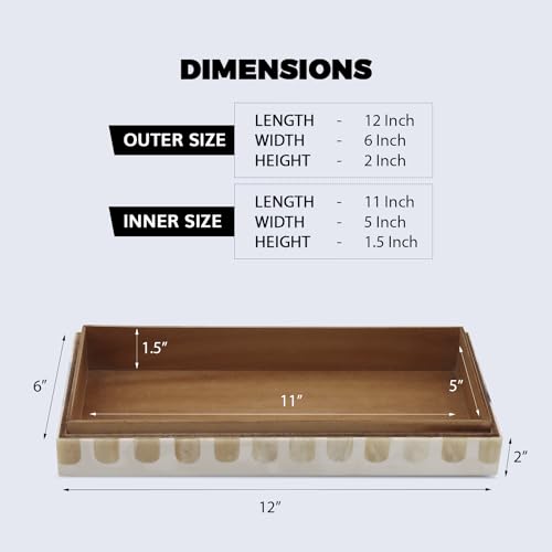 Handicrafts Home Large Decorative Storage Box 12x6– Coffee Table Organizer Box, Modern Home Décor Accent, Keepsake Memory Box, Jewelry Storage Box, Boho Decorative Box with Lid for Shelf, Mantle Decor - color: PATISSERIE-CARAMEL, size: 12x6x2 Inch