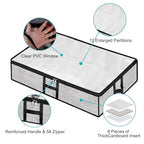 Under Bed Shoe Storage Organizer for Closet 2 Pack- Fits 24 Pairs Underbed Shoes Container Boxes, Light Grey - color: Light Grey-24pairs, style: H-Handle
