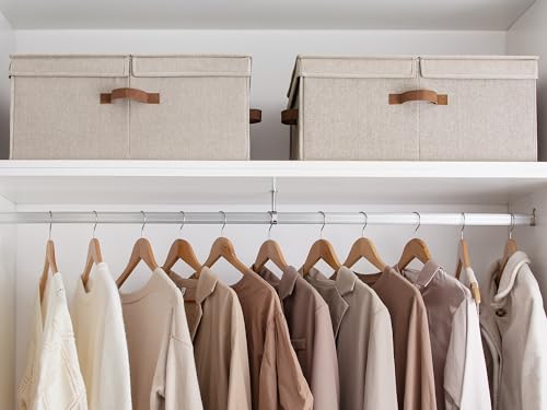 StorageWorks Extra Large Storage Bins with Lids, 55L Decorative Organizer with Divider Board, Fabric Boxes with Handles, Mixing of Brown & Beige, 2-Pack - color: Mixing of Brown & Beige, size: Jumbo