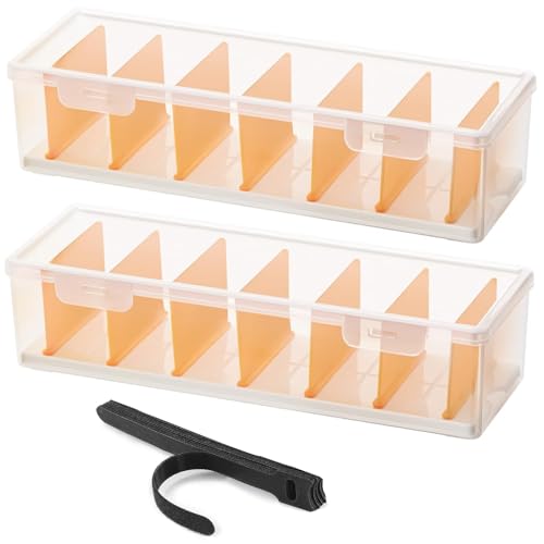 2 Pack Clear Cable Organizer Box with Lid, Plastic Charger Cable Cord Storage Organizer, Stackable Office Desk Organizers, Multifunctional Accessories Storage Box Fit in Home Drawer - color: 2 pack Clear Cable Organizer Box