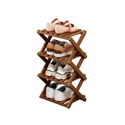 Shoe Rack - Foldable Vertical Shoe Rack for Entryway,Durable and Easy to Assemble,Applicable to Home Entrance, Closet and Bedroom (Tawny-4 Layers) - color: Tawny-4 Layers