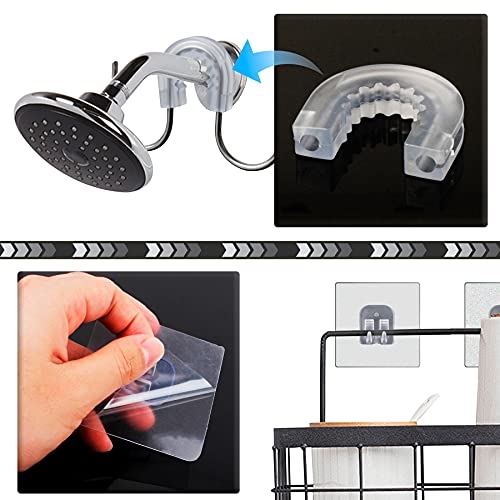 YeeBeny Bathroom Shower Caddy Connector with 2pcs Adhesive Sticker, Simple Household Items, Hook Mount for Shower Caddy Basket Bathroom Shelf Compatible with Zenna Home, GeekDigg, Decobros