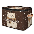 Custom Storage Basket with Name, Personalized Storage Bins with Zipper Lid, Foldable Fabric Storage Box Large capacity with Handle Scarf Bear - color: Option 2