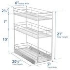 ROOMTEC Pull Out Spice Rack for Narrow Cabinet (7" W X 20½" D),3 Tier Heavy Duty Sliding Spice Cabinet Organization Shelf Racks, Pull Out Shelves Under Cabinet Storage for Kitchen - size: 7" W x 20½" D, 3 Tier, Heavy Duty