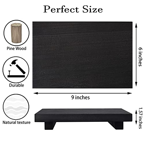 zoocatia Small Wood Tray Pedestal Stand Farmhouse Bathroom Decor Decorative Wooden Riser Kitchen Soap Dish Holder for Vanity, Counter, Sink, 9" x 5.9" - Black - color: Black, size: 9" x 5.9" x 1.6"