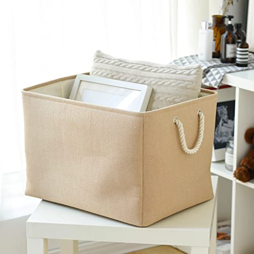 TheWarmHome Storage Bin for Shevles - Extra Jumbo 3Pack 20.5L×15.7W×13.8H inch Organization and Storage Basket for Organizing, Fabric Storage Cubes for Closet Shoe Linen Decorative (Beige) - color: Beige, size: 3PCS/Extra Jumbo - 20.5Lx15.7Wx13.8H