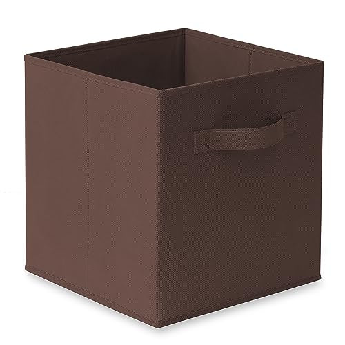 Casafield Set of 6 Collapsible Fabric Cube Storage Bins, Brown - 11" Foldable Cloth Baskets for Shelves, Cubby Organizers & More - color: Brown, size: 10.5" x 10.5" x 11"