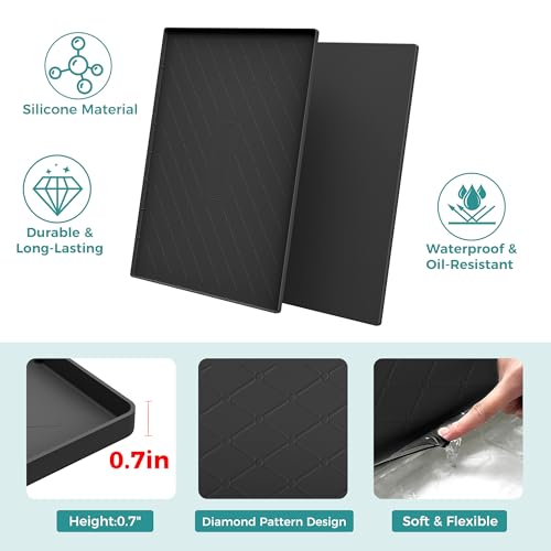 URMONA 31" x 19" Waterproof Silicone Mat in Multiple Sizes & Colors, Under Sink Mat for Kitchen & Bathroom, Pet Food Pad for Dogs & Cats, Kitchen Cabinet Liner, Multi-Purpose for Storage(Khaki) - color: Khaki, size: 19"W x 31"L