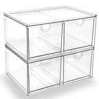 Prsildan Stackable Clear Makeup Organizer, 2 Pack Acrylic Storage Drawers with 4 Drawers for Vanity Bathroom Office Desk Modular Drawer System for Cosmetics Jewelry Toiletries Home Organization - style: Style2-4Drawers