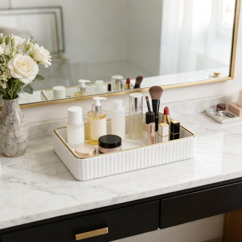 PU Leather Valet Tray,Desk Organizer Tray Nightstand Organizer Trinket Dish Storage Key Bowl Decorative Trays for Phone Wallet Jewelry Watch,Bathroom Bedroom Perfume Vanity Trays,Cream White - color: Cream