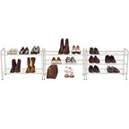 Simple Houseware 3-Tier Stackable Shoes Rack Storage Shelf, White - color: White, style: Wired Grid Panel