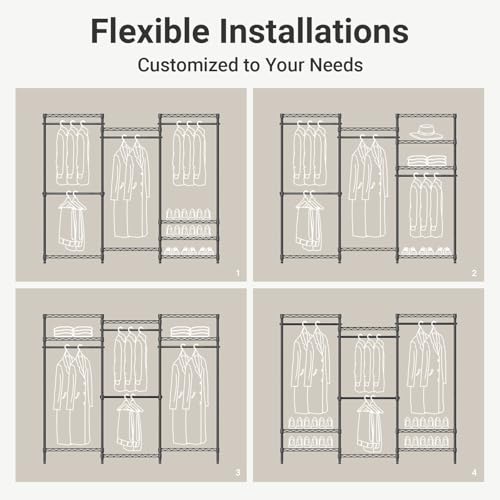 VIPEK V5 Portable Closet Wardrobe Heavy Duty Clothes Rack Metal Freestanding Clothing Racks, Adjustable Custom Closet Racks with 4 Hanging Rods & 8 Shelves, 68.9" Lx15.7 Wx76.4 H, Bronze - color: Bronze, size: V5 Standard