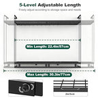 Housolution Pot Rack Wall Mounted, 22''-30'' Length Expandable, 3 Level Height Adjustable, 2 Tier Heavy Duty Hanging Cookware Pan Organizer with 12 Hooks and 8 Lid Holders - color: Black, 2 Tiers