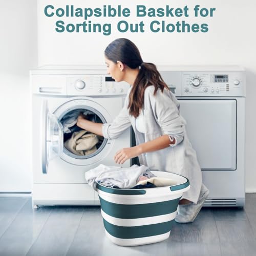 Collapsible Bucket for Cleaning, 4.2 Gallons Mop Bucket with Handle for Floor Window Car Washing, Silicone Ice Buckets for Parties Camping Fishing Beach, RV Laundry Storage Household Cleaning Supplies - color: Green, size: 16L