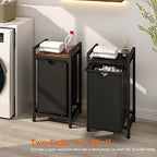LAATOOREE Laundry Hamper, Two-Color Laundry Basket with Removable Laundry Bag and Top Shelf, Clothes Hamper for Samll Space,Laundry Room, Bedroom, Bathroom - style: 1bag-Black Walnut