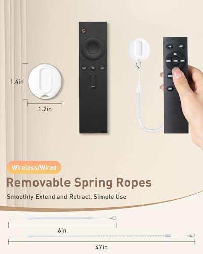 2-in-1 Magnetic Remote Control Holder Wall Mount, 2 Pack Self-Adhesive TV Remote Holder with Removable Spring Ropes, Silicone Remote Organizer Storage Wall Holder for Projector TV Remote Holder - color: White