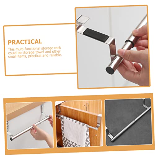 Over The Door Towel Rack Punch-Free Telescopic Stainless Steel Cabinet Door Hanging Bar Kitchen Bathroom Storage Organizer