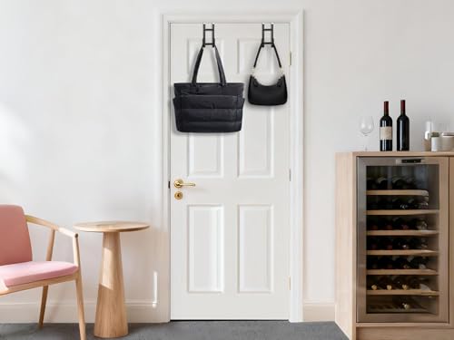 Mars-Rock Over the Door Twin Metal Hooks with Plastic Coating 5.5" Fit 0.5" to 1 3/8" Door 2 Sets Heavy Duty Towel Robe Rack Wreath Bathroom Shower Hanger Shoe Organizer Ironing Board Short Black - color: D: BK 5.5" fit 0.5" to 1 3/8" door twin 2sets