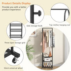 Kaitiemoo Heavy Duty Clothing Rack with Wheels,Modern Garment Rack with 3 Metal Shelves, 71.8Inches Display Rack for Hanging Clothes, Hanging Rod for Small Space,Black - color: Black