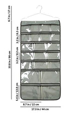 NIMES Hanging Closet Underwear Sock Bra Organizer Dual-Sided Accessories Storage With 42 Clear Pockets (GREY)