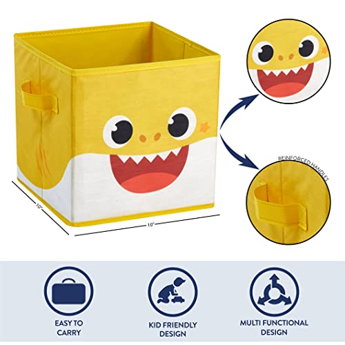 Idea Nuova Baby Shark Collapsible Storage Cubes, Set of 2, 10"x10",Baby Shark Blue/Yellow - color: Baby Shark blue/yellow