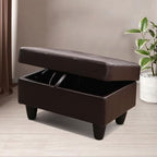 Ottoman Storage Ottoman Bench Faux Leather Footrest Footstool with Hinged Lid for Living Room, Bedroom, Entryway, Brown, 28.5"X19"X17.5" - color: Brown