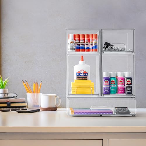 Sorbus Acrylic Storage Containers - 3 Pack, Stackable Storage Bins Set for Bathroom Organization - Clear Acrylic Drawer Organizers - Makeup Case Pull-Out Drawers (4.4’’ Tall and 12.1’’ Wide) - size: 3 Pack, 4.4’’ Tall and 12.1’’ Wide