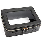 Aveniee Clear Makeup Bag Organizer, Portable Travel Toiletry Cosmetic Bag Case for Women, Heavy Duty Clear Pouch with zipper with Transparent Vinyl Windows & Gold Zippers(Black) - color: Black, style: Classic