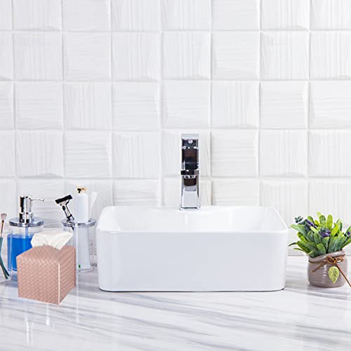 Tissue Box Cover PU Leather Tissue Holder Square Facial Tissue Case Facial Paper Organizer Dispenser for Bathroom, Vanity Countertop, Tabletop, Car, Pink - color: Pink, size: Square