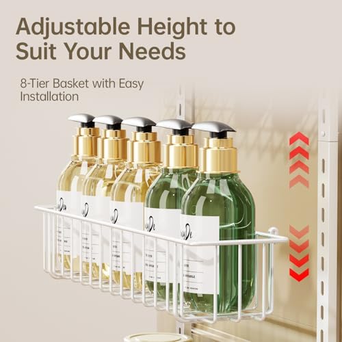 Delamu Adjustable Cabinet Door Organizer, 8-Tier Hanging Spice Rack Organizer, Metal Over the Door Pantry Organizer, Pantry Organizers and Storage Shelves for Kitchen Bathroom Laundry Room, White - color: White, size: 8 Tier-Medium