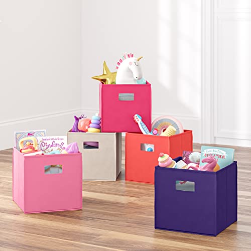 RiverRidge Folding Storage Bins with Handles Hot Pink Cube Storage Organizer for Closet, Bedroom & Playroom - Closet Organizers and Storage Set of 2 - color: 2 Hot Pink Bins