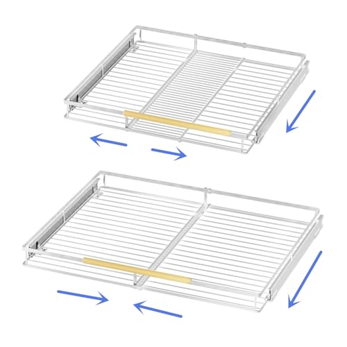 Pull Out Cabinet Organizer 2Pack, Heavy Duty Slide Out Pantry Shelves, Sliding Drawer Pantry Shelf for Kitchen, Living Room, Home, 14.16''-24.16''W x 17.3''D - color: 2 pack, size: M(14.16''-24.16''W x 17.3''D)