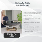 Trivae Pot Lid Holder – 4-in-1 Pot Lid Holder While Cooking, Pan Lid Holder, Trivet & Cake Stand – Versatile Kitchen Tool for Hot Pots, Serving & Display – Space-Saving, Heat-Resistant Stand - color: Golden Goddess