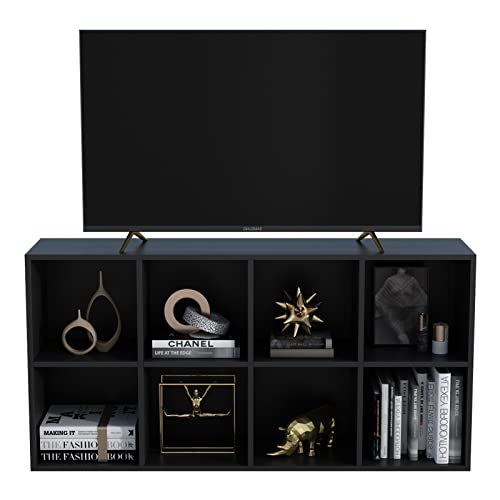 OSCHF 8-Cube Storage Shelf Bookcase - Wooden 4-Tier Floor Standing Open Bookshelf, Modern TV Stand up to 55 Inchs for Home and Office, Black - color: Black, size: 8-Cube