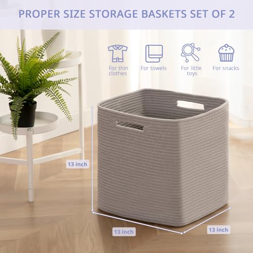 OIAHOMY Storage Cubes, 13 Inch Cube Storage Organizer, Collapsible Storage Bins, Baskets for Organizing, Storage Bins for Shelves-Grey, 2-PACK - color: Grey, size: 2Pcs-13*13*13inch