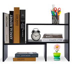 Hossejoy Desk Shelf, Adjustable Desktop Storage Organizer, Wood Display Shelf Rack, Office Supplies Desk Organizer, Black - color: Black