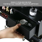 Key Holder for Wall, Elegant Wall-Mounted Mail Organizer with Storage Drawers & 6 Key Hooks, Pine Wood Luxury Black
