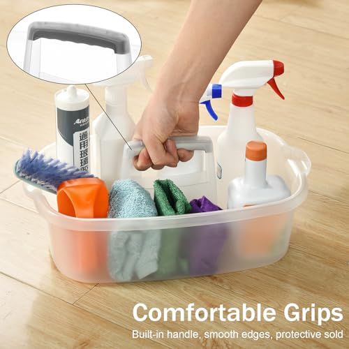 ALINK Plastic Cleaning Storage Caddy with Handle, Large Shower Caddy Basket Organizer for Dorm, Bathroom, Tool, Garden, Kitchen, Cleaning Supplies - Clear - color: Clear