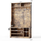 Aiho Entryway Hall Tree with Bench and Storage, 3-in-1 Hall Tree with Coat Rack, Adjustable Shoe Bench, 2-Tier top Storage, for Hallway, Entryway, Bedroom, Rustic Brown - color: Brown