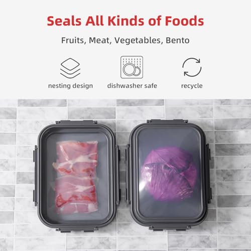 2 Pack Silicone Food Fresh-Keeping Storage Containers with Lid, Dual-Shape Design, BPA-Free, Leakproof Lock Clips, Versatile Fridge Storage Containers, Space Saving & Expandable - color: Red