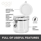 Oggi 4pc Clear Canister Set with Clamp Lids Airtight Containers in Sizes Ideal for Kitchen & Pantry Storage of Bulk, Dry Foods Including Flour, Sugar, Coffee, Rice, Tea, Spices & Herbs - size: 4-Piece Value Set