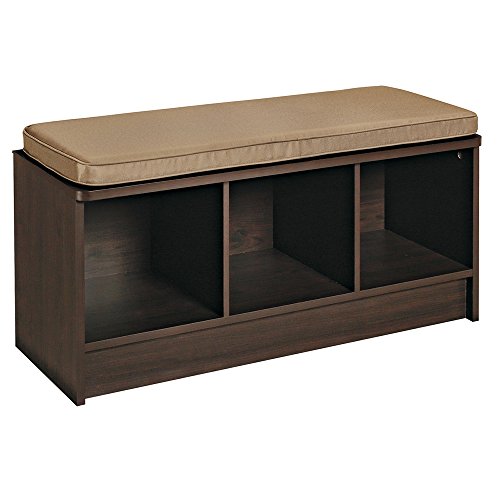 ClosetMaid 1570 Cubeicals 3-Cube Storage Bench, Espresso with Tan Cushion - color: Espresso With Tan Cushion