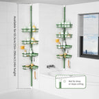 KEGII Shower Caddy Tension Pole, 4-Tier Rustproof Adjustable Corner Bathroom Organizer for Renters, 25–114.2 Inch No Drill Space-Saving Shower Storage Rack, Emerald Green - style: Tension Caddy - Emerald Green