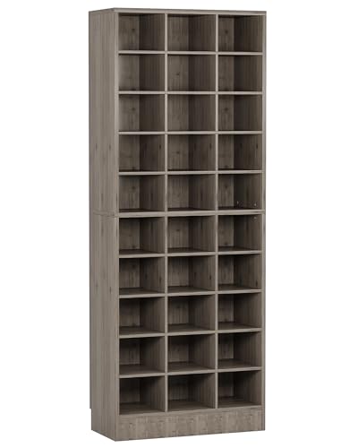 Tribesigns 10-Tier Shoe Storage Cabinet, Gray Wooden Shoe Rack with 30 Cubbies, Freestanding Tall Entryway Shoe Organizer for Closet, Entryway, Living Room - color: Grey