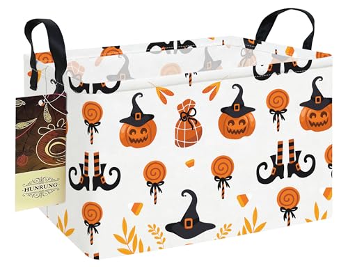 HUNRUNG Rectangle Storage Basket Cute Canvas Organizer Bin for Pet/Children Toys, Books, Clothes Perfect for Rooms/Playroom(REC-Candy Pumpkin) - color: REC-Candy Pumpkin