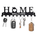 Key Holder Wall Mount, Metal Adhesive Key Hanger with 10 Hooks, 2 Installation Methods, Black - style: 10 Hooks