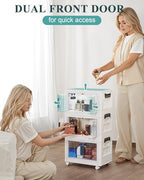 OlarHike 23QT Stackable Storage Bins with Lids - Folding Storage Box with Doors and Wheels, Collapsible Plastic Storage Bins for Closets and Organization, Bathroom, Office, Gifts, 3 Pack Cubes - size: 23QT-White, style: 3Pack