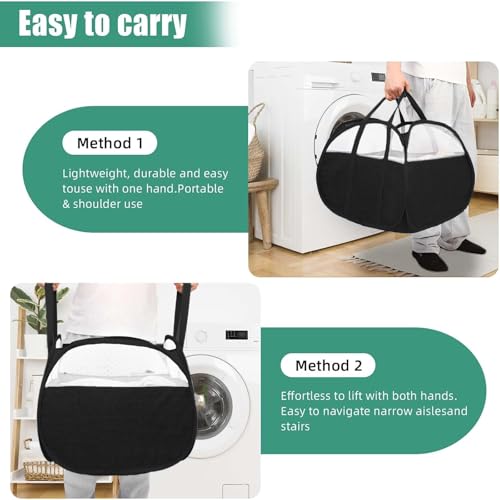 Collapsible Laundry Baskets, Tear Proof Pop Up Laundry Hamper with Large Capacity, Sturdy Foldable Laundry Basket, Easy to Carry Laundry Hamper for Home, Laundry Room, Bedroom, Dorm, Travel Black - style: Square Black